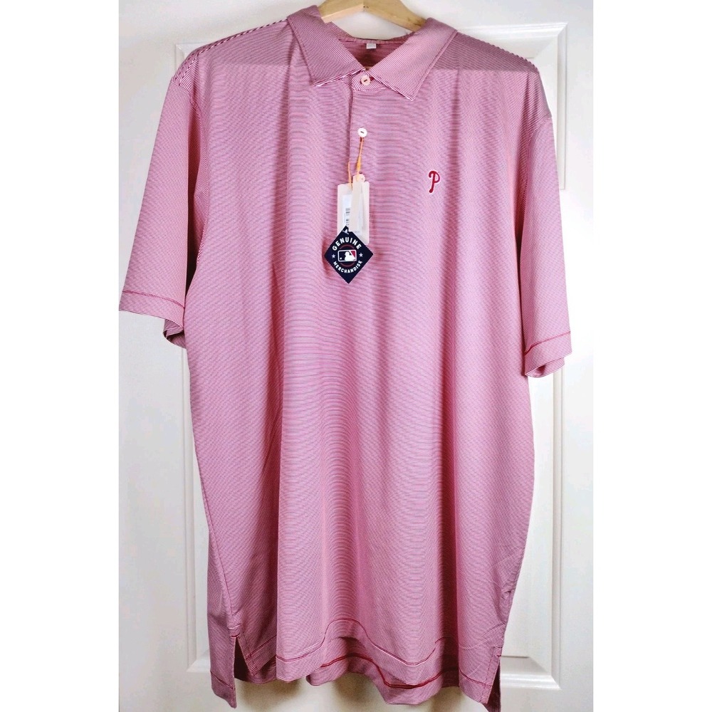 Peter Millar Philadelphia Phillies Summer Comfort Polo Mens XXL Red White NWT